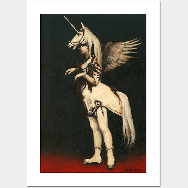 Victorian Gothic Unicorn Lady Wall Art by mictomart
